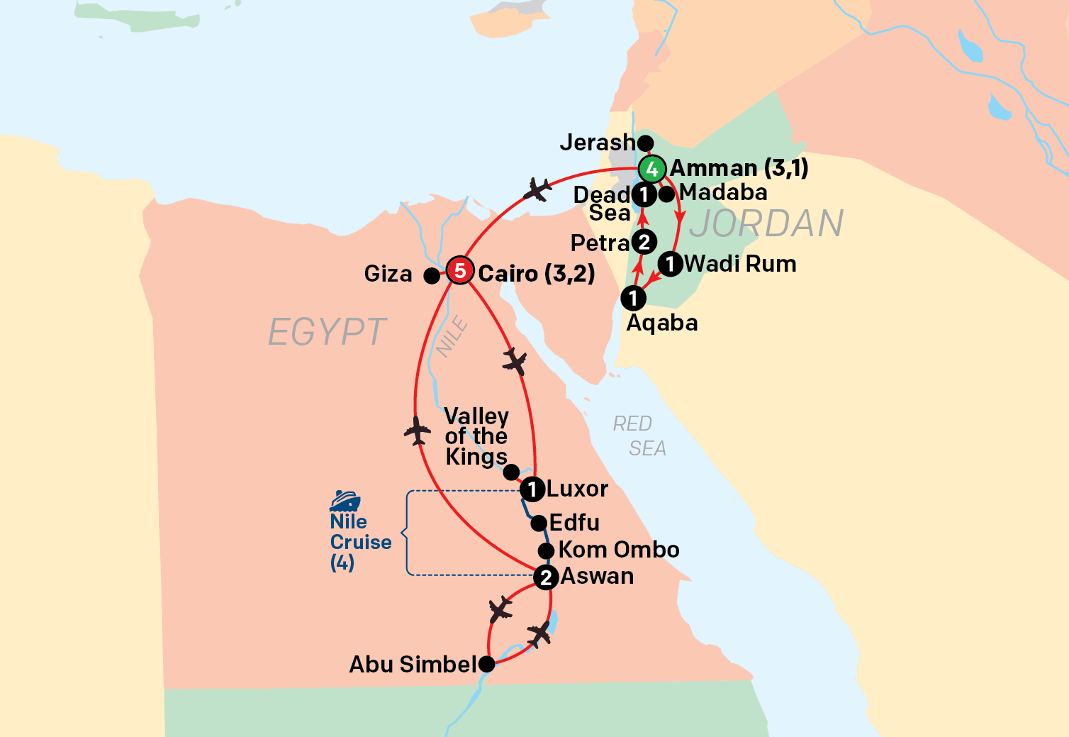 Map - Egypt & Jordan In-Style